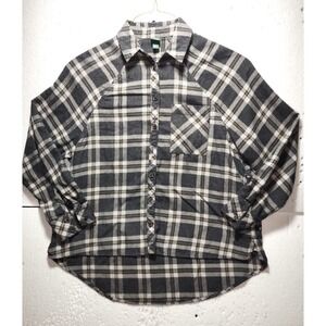 Wild Fable Shirt Mens XS Gray White Plaid Collared Casual Long Sleeve Button Up